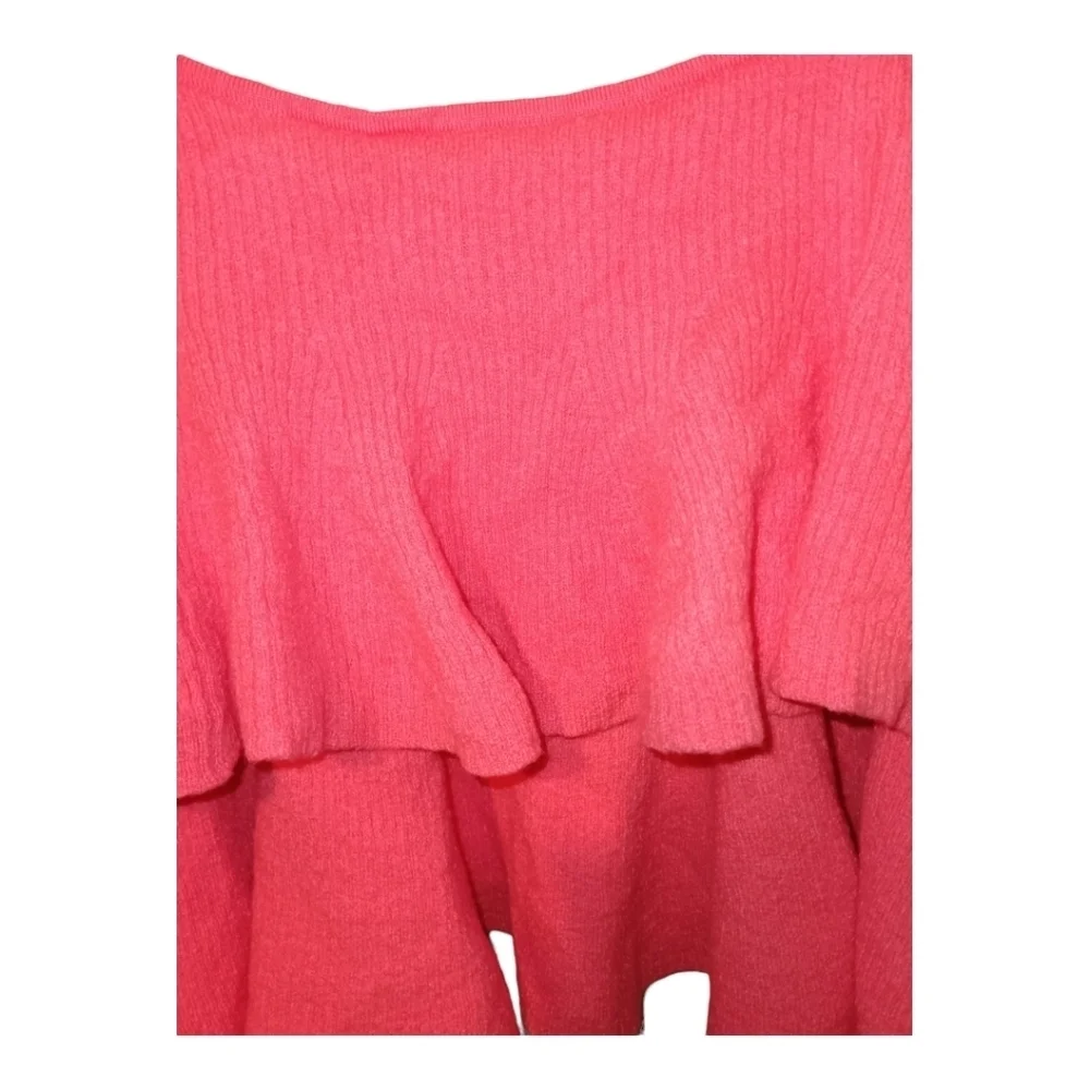 J Crew Merino Wool Tiered Ruffle Tank Top with Tie Shoulder Straps Pink Size S - Picture 5 of 9